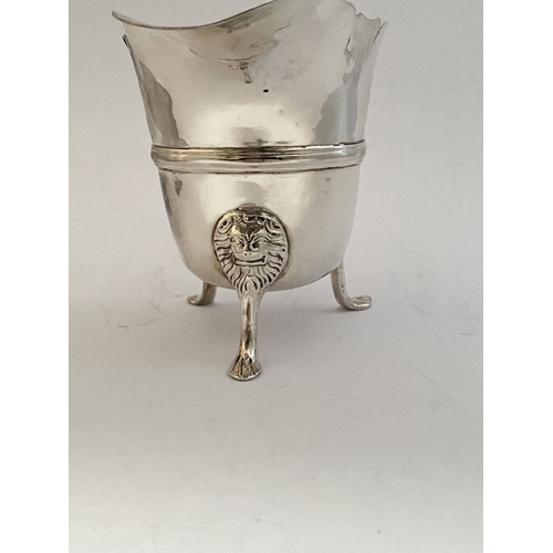 20 - A GEORGE II IRISH SILVER CREAM JUG, Dublin c.1750, nice simple form with gadrooned rim, double scrol... 