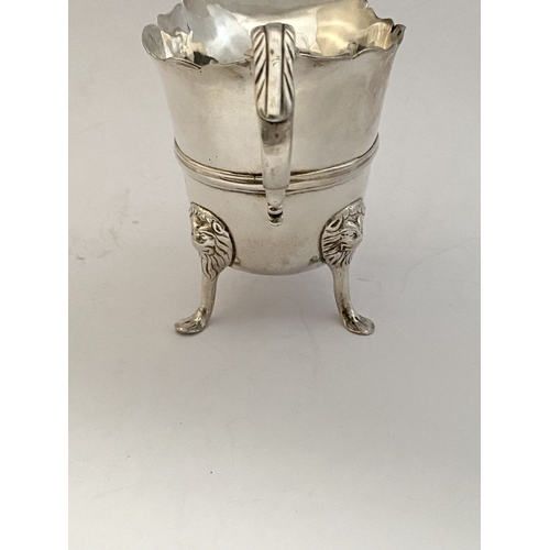 20 - A GEORGE II IRISH SILVER CREAM JUG, Dublin c.1750, nice simple form with gadrooned rim, double scrol... 