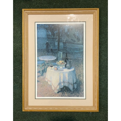 206 - AFTER HENRI LE SIDANER (French, 1862-1939), ‘LA CAFÉ DU PORT’, coloured print reproduction. Labelled... 