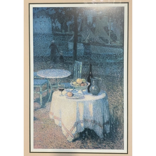 206 - AFTER HENRI LE SIDANER (French, 1862-1939), ‘LA CAFÉ DU PORT’, coloured print reproduction. Labelled... 