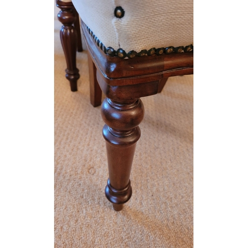 216 - A SET OF FOUR MAHOGANY PLUS TWO DINING ROOM CHAIRS; all of Victorian style. Set of four: balloon bac... 