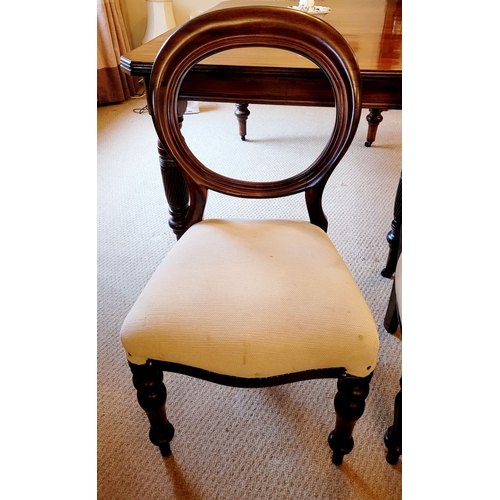 216 - A SET OF FOUR MAHOGANY PLUS TWO DINING ROOM CHAIRS; all of Victorian style. Set of four: balloon bac... 