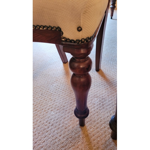 216 - A SET OF FOUR MAHOGANY PLUS TWO DINING ROOM CHAIRS; all of Victorian style. Set of four: balloon bac... 