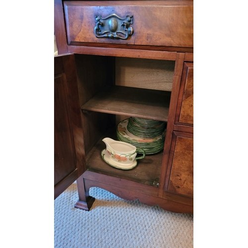 217 - A VERY GOOD QUALITY EDWARDIAN STYLE EARLY 20TH CENTURY MIXED WOOD MIRROR BACKED DRESSER / DISPLAY CA... 