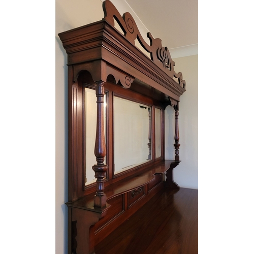 217 - A VERY GOOD QUALITY EDWARDIAN STYLE EARLY 20TH CENTURY MIXED WOOD MIRROR BACKED DRESSER / DISPLAY CA... 