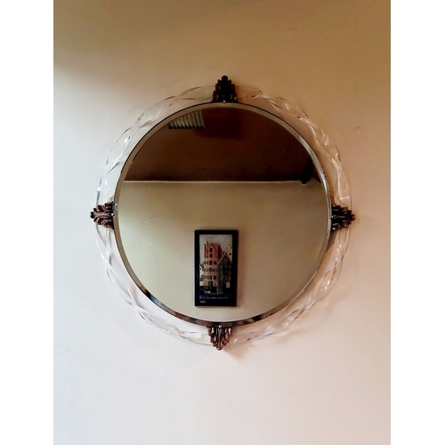 226 - TWO VINTAGE WALL MIRRORS, (i) A CIRCULAR WALL MIRROR with barley twist style glass open frame having... 