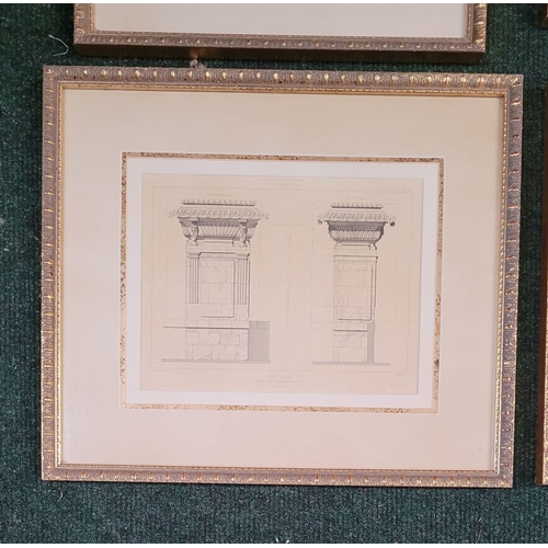 228 - A SET OF FOUR VINTAGE VERY NICELY FRAMED BOMBAY COMPANY ARCHITECTURAL PRINTS, reproductions of 19th ... 