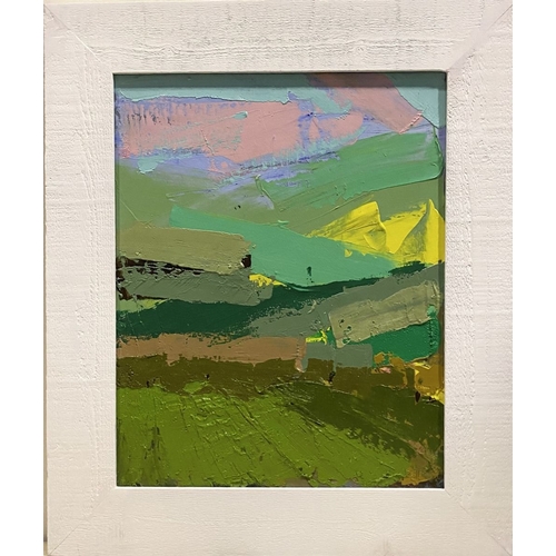 23 - MARTIN STONE (Irish, 20th Century), ‘LANDSCAPE WITH PINK SKY’, oil on canvas, signed lower right, in... 