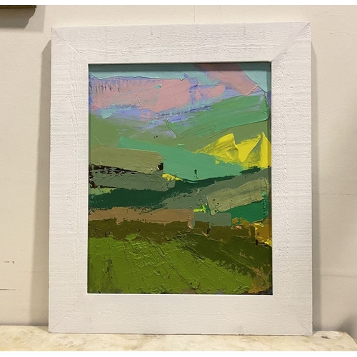 23 - MARTIN STONE (Irish, 20th Century), ‘LANDSCAPE WITH PINK SKY’, oil on canvas, signed lower right, in... 