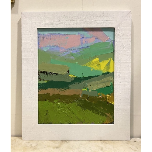 23 - MARTIN STONE (Irish, 20th Century), ‘LANDSCAPE WITH PINK SKY’, oil on canvas, signed lower right, in... 