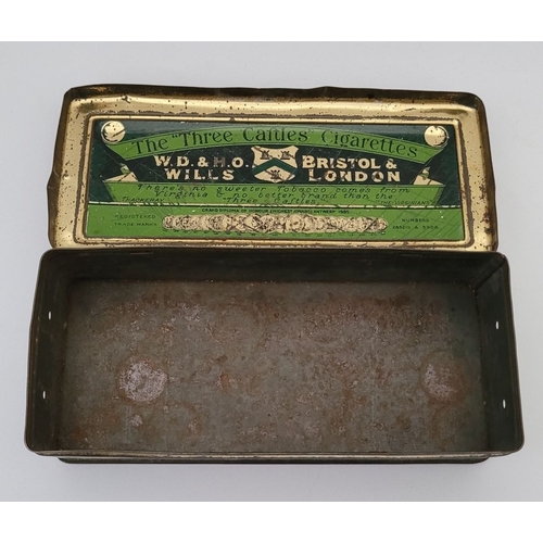 230 - TWO VINTAGE TINS: (i) A W.D & H.O WILLS OF BRISTOL & LONDON TOBACCO TIN, 'The Three Castles Cigarett... 