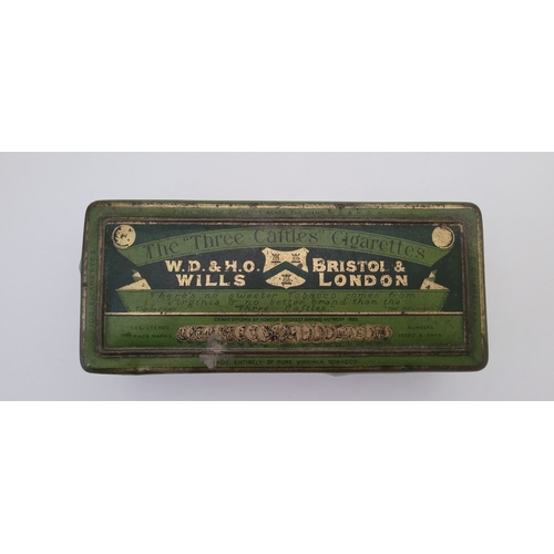 230 - TWO VINTAGE TINS: (i) A W.D & H.O WILLS OF BRISTOL & LONDON TOBACCO TIN, 'The Three Castles Cigarett... 