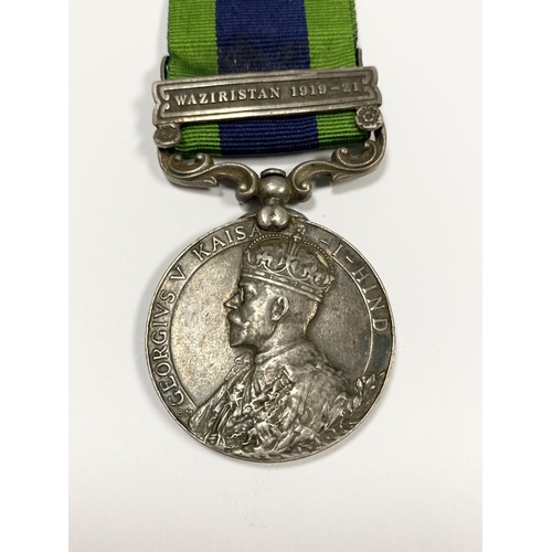 235 - A BRITISH 1919-21 GEORGE V INDIAN GENERAL SERVICE MEDAL, one clasp reading ‘Waziristan 1919-21’. The... 