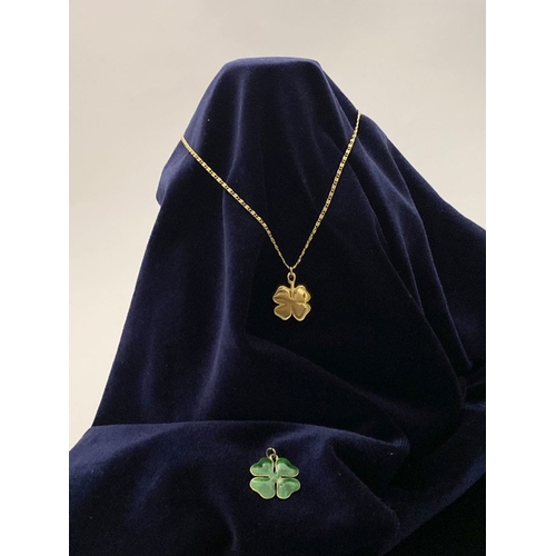 245 - A VINTAGE MONET SHAMROCK PENDANT NECKLACE ALONG WITH SHAMROCK PENDANT, the necklace Hallmarked ‘Mone... 