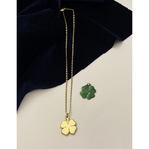 245 - A VINTAGE MONET SHAMROCK PENDANT NECKLACE ALONG WITH SHAMROCK PENDANT, the necklace Hallmarked ‘Mone... 