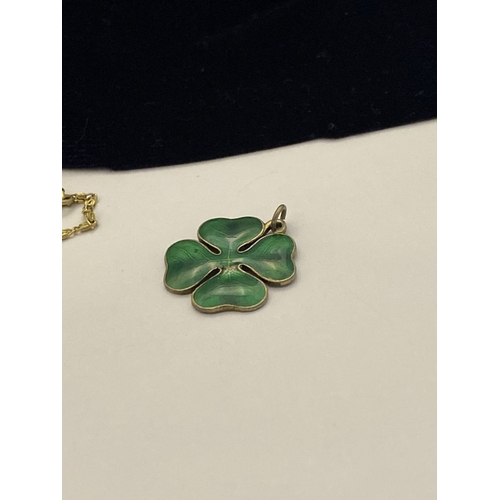 245 - A VINTAGE MONET SHAMROCK PENDANT NECKLACE ALONG WITH SHAMROCK PENDANT, the necklace Hallmarked ‘Mone... 