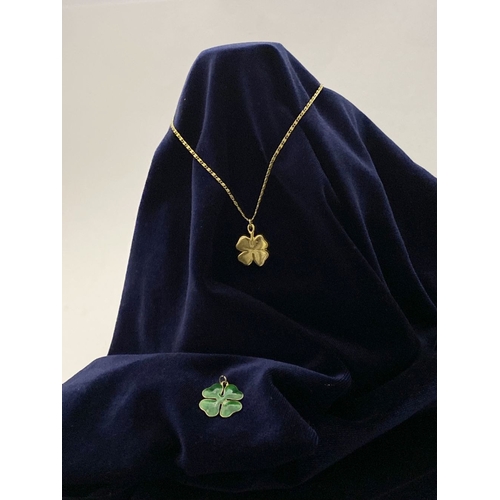 245 - A VINTAGE MONET SHAMROCK PENDANT NECKLACE ALONG WITH SHAMROCK PENDANT, the necklace Hallmarked ‘Mone... 