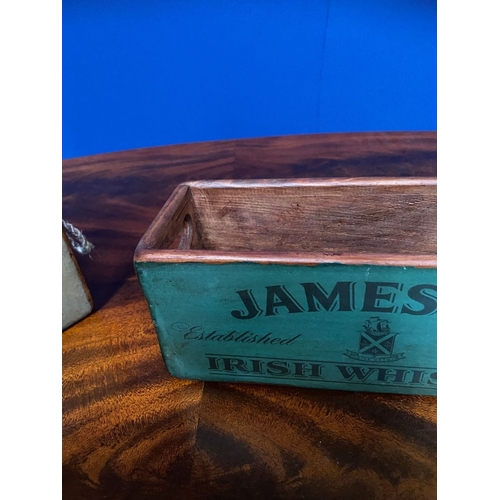 254 - TWO HARDWOOD ADVERTISING BOXES, Guinness & Jameson, the Guinness box with rope handles, the Jameson ... 