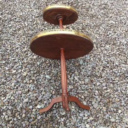 269 - A FRENCH LATE 19TH CENTURY TWO TIER MAHOGANY TABLE, with raised brass galleries, circa 1890. 50cm wi... 