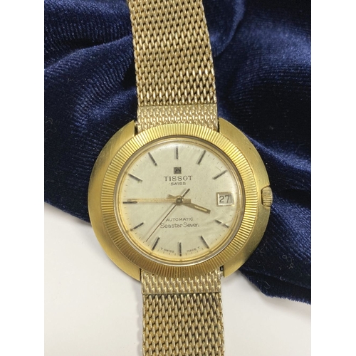 27 - A TISSOT SEASTAR SEVEN 10CT GOLD FILLED MEN'S WRISTWATCH, c.1965, with manual wind and white dial. T... 