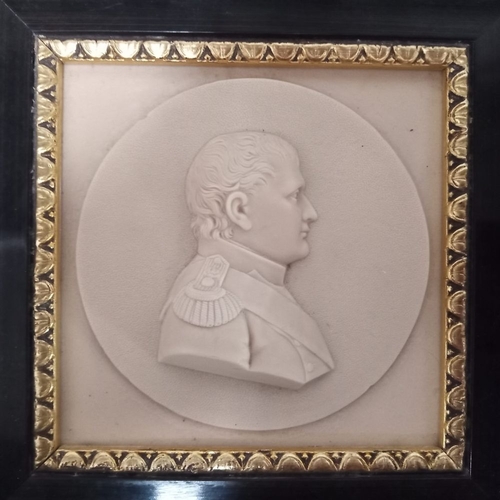 273 - A FRAMED STUDY IN PROFILE: EMPEROR NAPOLEON BONAPARTE, the raised relief image of the emperor is set... 