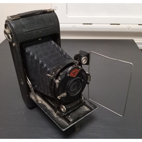 277 - A VINTAGE AGFA FOLDING CAMERA, overall size when open: 14 x 9 x 18cm.