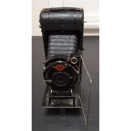 277 - A VINTAGE AGFA FOLDING CAMERA, overall size when open: 14 x 9 x 18cm.