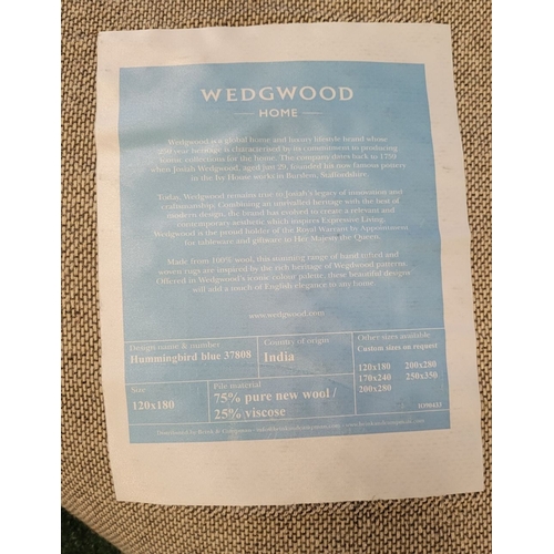 300 - A VERY GOOD WEDGWOOD HOME COLLECTION HUMMINGBIRD BLUE FLOOR RUG, beautiful colours & high-quality ma... 