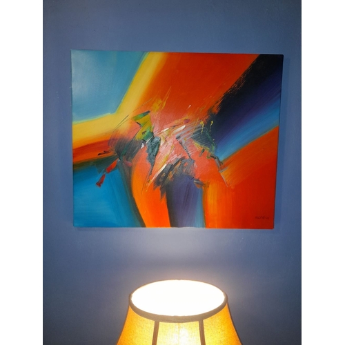 322 - WILKINSON, ABSTRACT COLOURS, oil on canvas, signed lower right. Unframed: 60 x 50cm.