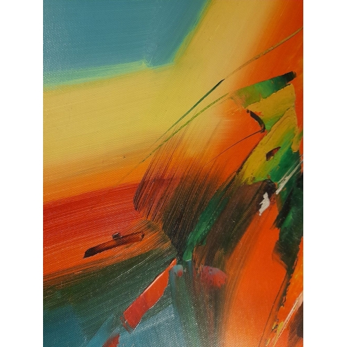 322 - WILKINSON, ABSTRACT COLOURS, oil on canvas, signed lower right. Unframed: 60 x 50cm.