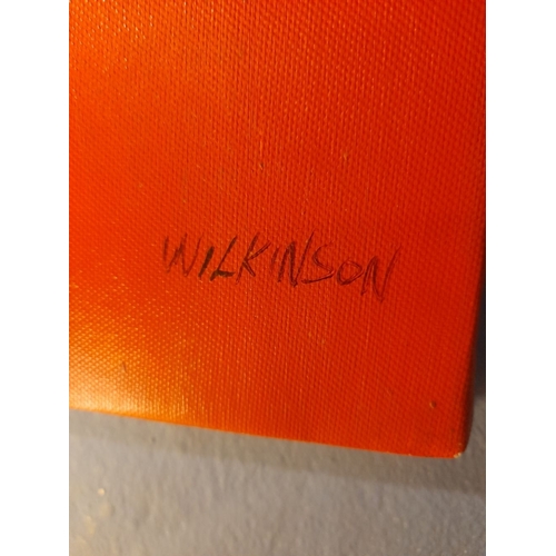 322 - WILKINSON, ABSTRACT COLOURS, oil on canvas, signed lower right. Unframed: 60 x 50cm.