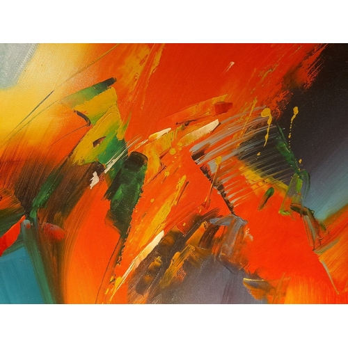 322 - WILKINSON, ABSTRACT COLOURS, oil on canvas, signed lower right. Unframed: 60 x 50cm.