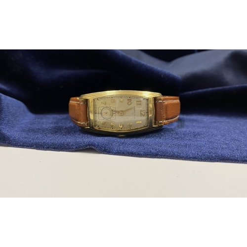 39 - A VINTAGE HAMILTON 14CT GOLD FILLED LINWOOD MEN'S WRISTWATCH, c.1938, the case is of Art Deco design... 