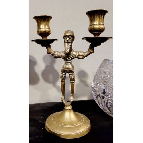 54 - A PAIR OF 19TH CENTURY BRASS CANDELABRA CANDLESTICKS IN THE FORM OF BEARDED MEN, possibly Russian, t... 