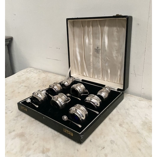 6 - A SILVER DOUBLE CONDIMENT SET IN FITTED CASE BY ‘WEIRS’ OF DUBLIN, to include two castors, two musta... 