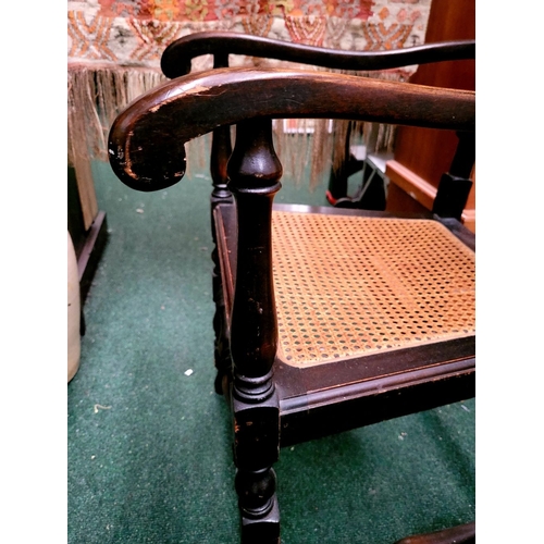 61 - TWO ANTIQUE WILLIAM & MARY EBONISED SPINDLE BACK CHAIRS, one an armchair the other a open chair. Eac... 