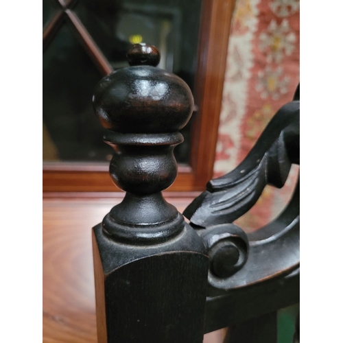 61 - TWO ANTIQUE WILLIAM & MARY EBONISED SPINDLE BACK CHAIRS, one an armchair the other a open chair. Eac... 