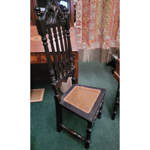 61 - TWO ANTIQUE WILLIAM & MARY EBONISED SPINDLE BACK CHAIRS, one an armchair the other a open chair. Eac... 