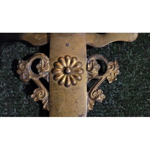 68 - A VERY HEAVY BRASS ANTIQUE ECCLESIASTICAL BRASS STAFF TOPPER, in the form of a large cross with larg... 