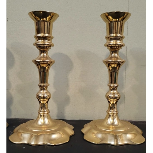 98 - TWO PAIRS OF BRASS CANDLESTICKS, (i) A very good heavy pair of brass candlesticks, modern, maker’s l... 