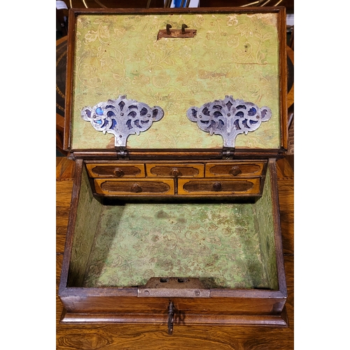 25 - A BEAUTIFUL TUNBRIDGE WARE STYLE MARQUETRY INLAID SEWING BOX SLOPE, the top with a central padded fa... 