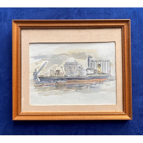 113 - IRISH SCHOOL, 20TH CENTURY, “THE PORT OF DUBLIN”, watercolour on paper, unsigned, 15in x 11in approx... 