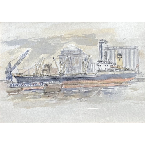 113 - IRISH SCHOOL, 20TH CENTURY, “THE PORT OF DUBLIN”, watercolour on paper, unsigned, 15in x 11in approx... 