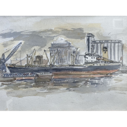 113 - IRISH SCHOOL, 20TH CENTURY, “THE PORT OF DUBLIN”, watercolour on paper, unsigned, 15in x 11in approx... 