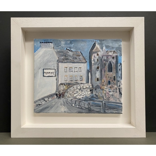 114 - TERRY DELANEY (Irish, 20th Century), “SOUTH MAIN STREET CORK”, oil on canvas, signed lower right, in... 