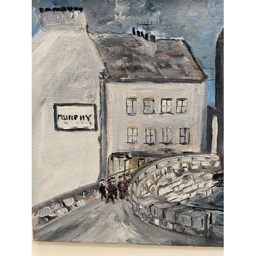 114 - TERRY DELANEY (Irish, 20th Century), “SOUTH MAIN STREET CORK”, oil on canvas, signed lower right, in... 