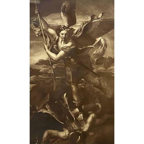 115 - A FRAMED PRINT OF 'SAINT MICHAEL VANQUISHING SATAN/ ST. MICHEL TERRASSANT SATAN' RAPHAEL (Italian, 1... 