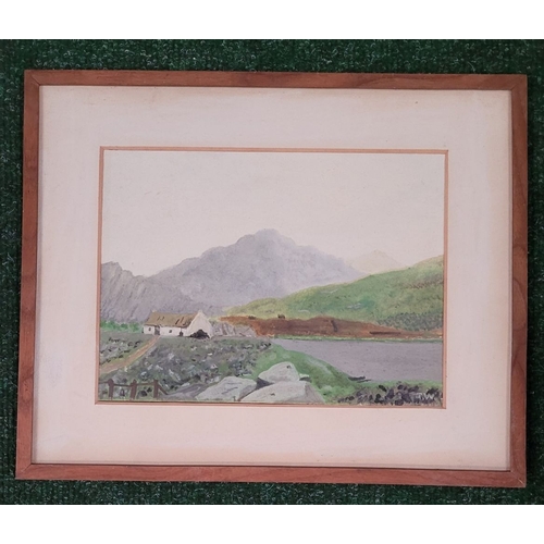 121 - J.W. (20TH CENTURY, IRISH SCHOOL), AN IRISH COUNTRYSIDE, mixed media on canvas board, signed with in... 