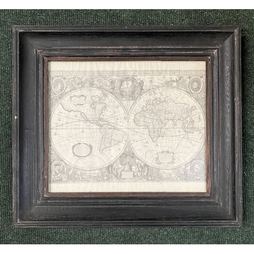 123 - A FRAMED PRINT OF ‘NEW GEOGRAPHIC AND HYDROGRAPHIC MAP OF THE WHOLE WORLD’ (Latin: Nova Totis Terrar... 