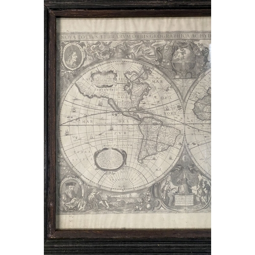 123 - A FRAMED PRINT OF ‘NEW GEOGRAPHIC AND HYDROGRAPHIC MAP OF THE WHOLE WORLD’ (Latin: Nova Totis Terrar... 